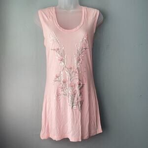 Studio Y Size M Petal Pink Embellished Tunic Mini T-shirt Dress Coquette Fairy
